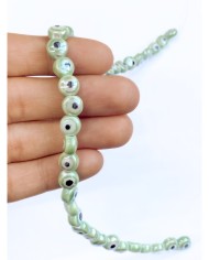 İpe Dizili Seramik Boncuk Yeşil Nazar Boncuğu Yuvarlak 7mm - 1 Dizi