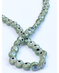 İpe Dizili Seramik Boncuk Yeşil Nazar Boncuğu Yuvarlak 7mm - 1 Dizi