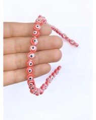 İpe Dizili Seramik Boncuk Kırmızı Nazar Boncuğu Yuvarlak  7mm - 1 Dizi