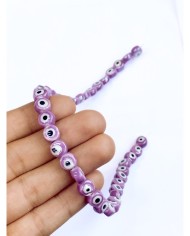 İpe Dizili Seramik Boncuk Mor Nazar Boncuğu Yuvarlak 7mm - 1 Dizi