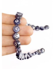 İpe Dizili Seramik Boncuk Siyah Nazar Boncuğu Yuvarlak 7mm - 1 Dizi