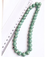 İpe Dizili Seramik Boncuk Krem Nazar Boncuğu Top 9mm - 1 Dizi