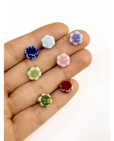 Seramik Boncuk Siyah Mini Çiçek 10mm
