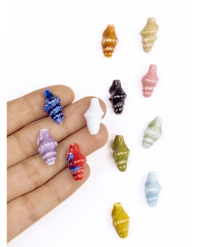 Seramik Boncuk Lacivert Sivri Deniz Kabuğu Kozalağı 21mm