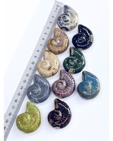 Seramik Boncuk Yeşil Salyangoz Kabuğu 37mm