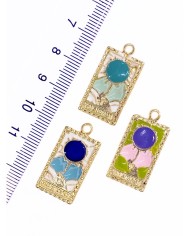 Pirinç Zirkon Mineli Tarot Dünya Kolye Bileklik Ucu Charm Mor 1 Adet