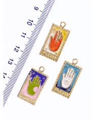 Pirinç Zirkon Mineli Tarot Hamsa Kolye Bileklik Ucu Charm Yeşil 1 Adet