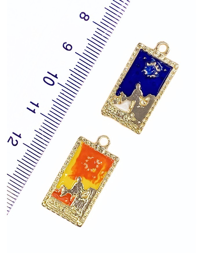 Pirinç Zirkon Mineli Tarot Ay Kolye Bileklik Ucu Charm Pembe 1 Adet