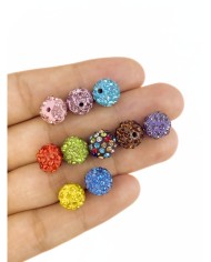 Pirinç Zirkon Taşlı Top Boncuk Kolye Bileklik Ucu Charm Sarı 1 Adet