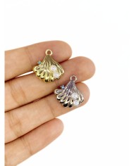 Pirinç Zirkon Mineli İnci İstiridye Kolye Bileklik Ucu Charm Altın 1 Adet