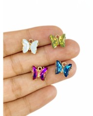 Pirinç Zirkon Taşlı Kelebek Kolye Bileklik Ucu Charm Mavi 1 Adet