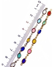 Cam Taşlı Kuyumcu Zinciri Gümüş Renkli Oval 5mm - 1m