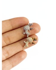 Pirinç Zirkon Taşlı Geğik Kolye Bileklik Ucu Charm Gümüş 1 Adet