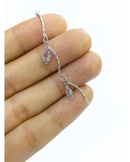 Zirkon Taşlı Sallantılı Kuyumcu Zinciri Gümüş Şeffaf Damla 5mm - 1m