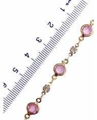 Cam Taşlı Kuyumcu Zinciri Altın Renk Yuvarlak Pembe 5mm - 1m
