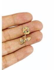 Pirinç Zirkon Taşlı Gül Kolye Bileklik Ucu Charm Altın Renkli 1 Adet