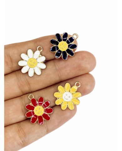 Pirinç Zirkon Mineli Papatya Kolye Bileklik Ucu Charm Altın Sarı 1 Adet