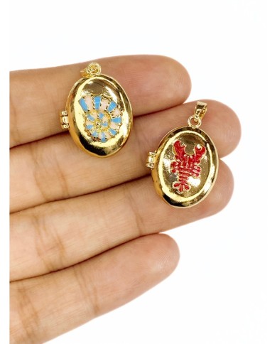 Pirinç Zirkon Mineli Açılır Kapanır Deniz Kabuğu Kolye Bileklik Ucu Charm Altın Mavi 1 Adet