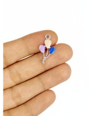 Pirinç Zirkon Mineli Balon Balığı Kolye Bileklik Ucu Charm Pembe 1 Adet