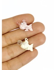 Pirinç Zirkon Mineli Balon Balığı Kolye Bileklik Ucu Charm Pembe 1 Adet