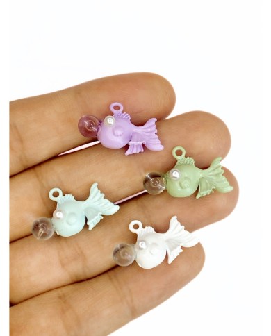 Pirinç Zirkon Mineli Balon Balığı Kolye Bileklik Ucu Charm Mor 1 Adet