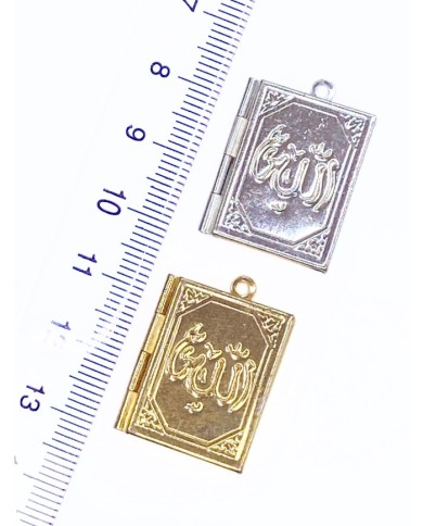 Pirinç Zirkon Mineli Açılır Kapanır Allah Yazılı Kitap Bileklik Ucu Charm Gümüş 1 Adet