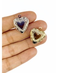 Pirinç Zirkon Mineli Açılır Kapanır Kalp Kolye Bileklik Ucu Charm Altın 1 Adet