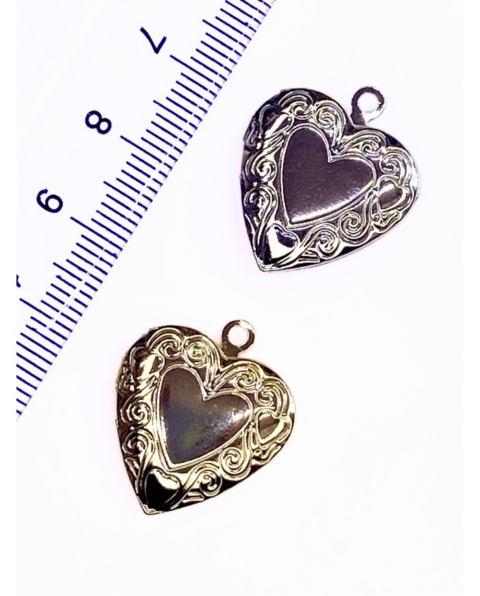 Pirinç Zirkon Mineli Açılır Kapanır Kalp Kolye Bileklik Ucu Charm Gümüş 1 Adet