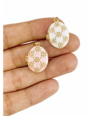 Pirinç Zirkon Mineli Açılır Kapanır Oval Kolye Bileklik Ucu Charm Altın Beyaz 1 Adet