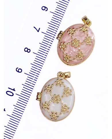 Pirinç Zirkon Mineli Açılır Kapanır Oval Kolye Bileklik Ucu Charm Altın Beyaz 1 Adet