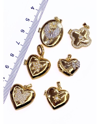 Pirinç Zirkon Taşlı Açılır Kapanır Kalp Küçük Yıldız Kolye Bileklik Ucu Charm Altın 1 Adet