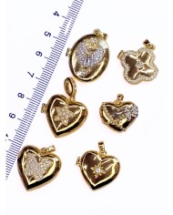 Pirinç Zirkon Taşlı Açılır Kapanır Kalp Küçük Yıldız Kolye Bileklik Ucu Charm Altın 1 Adet