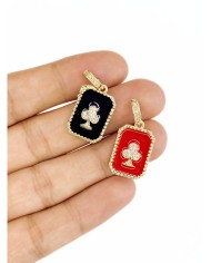 Pirinç Zirkon Taşlı Plaka İskanbil Kolye Bileklik Ucu Charm Altın Kırmızı 1 Adet