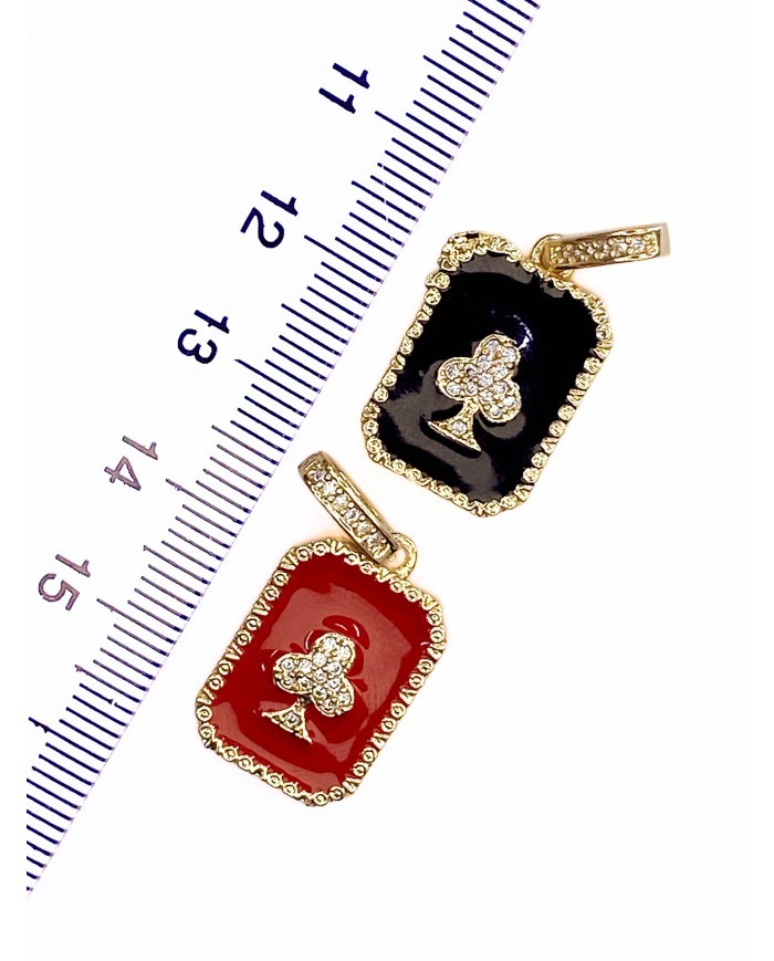 Pirinç Zirkon Taşlı Plaka İskanbil Kolye Bileklik Ucu Charm Altın Kırmızı 1 Adet