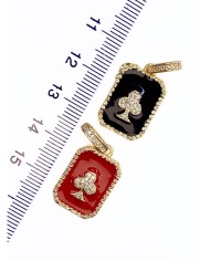 Pirinç Zirkon Taşlı Plaka İskanbil Kolye Bileklik Ucu Charm Altın Siyah 1 Adet