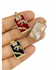 Pirinç Zirkon Mineli Tarot Büyücü Kolye Bileklik Ucu Charm Kırmızı 1 Adet