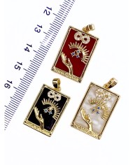 Pirinç Zirkon Mineli Tarot Büyücü Kolye Bileklik Ucu Charm Kırmızı 1 Adet