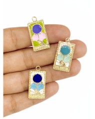 Pirinç Zirkon Mineli Tarot Dünya Kolye Bileklik Ucu Charm Mavi 1 Adet