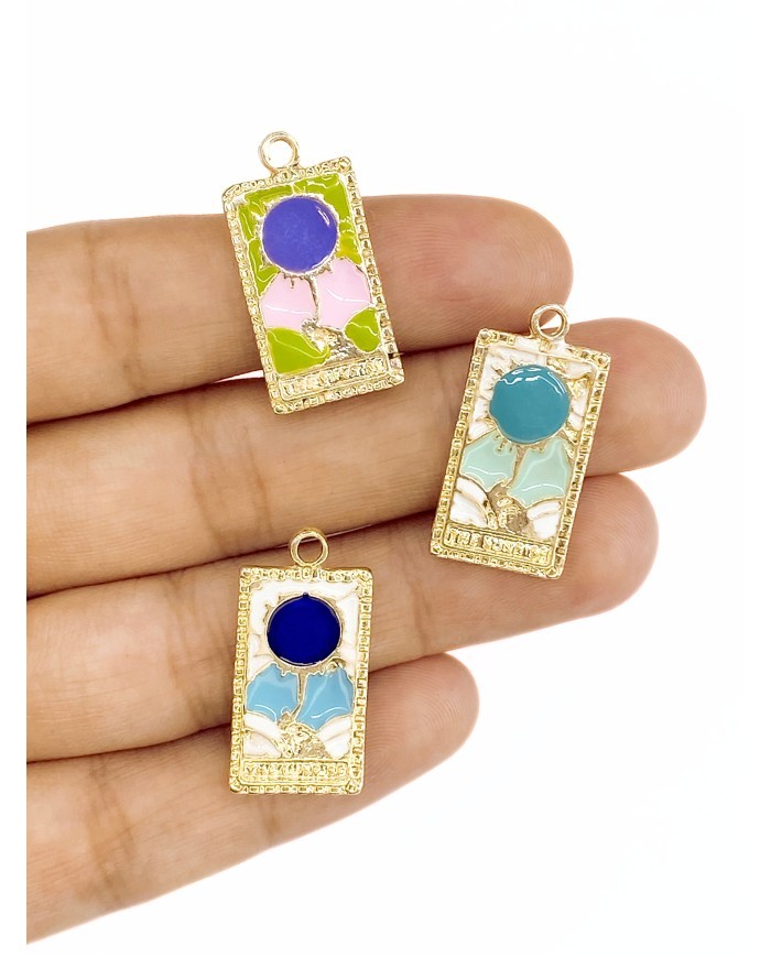 Pirinç Zirkon Mineli Tarot Dünya Kolye Bileklik Ucu Charm Mor 1 Adet