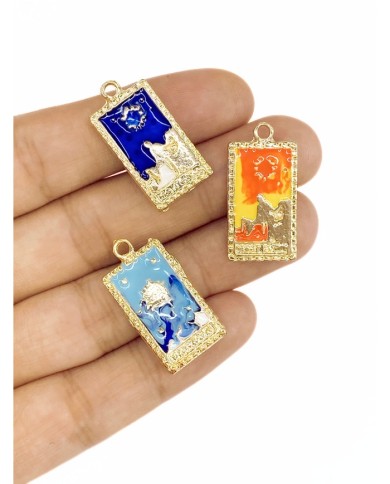 Pirinç Zirkon Mineli Tarot Gece Kolye Bileklik Ucu Charm Lacivert 1 Adet