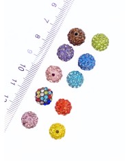 Pirinç Zirkon Taşlı Top Boncuk Kolye Bileklik Ucu Charm Pembe 1 Adet