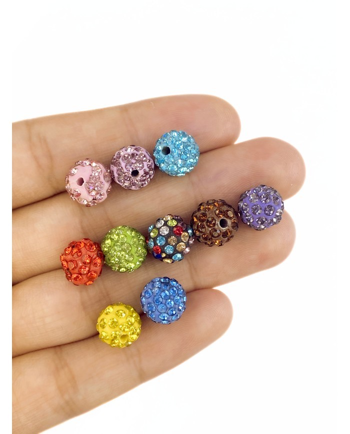 Pirinç Zirkon Taşlı Top Boncuk Kolye Bileklik Ucu Charm Kırmızı 1 Adet