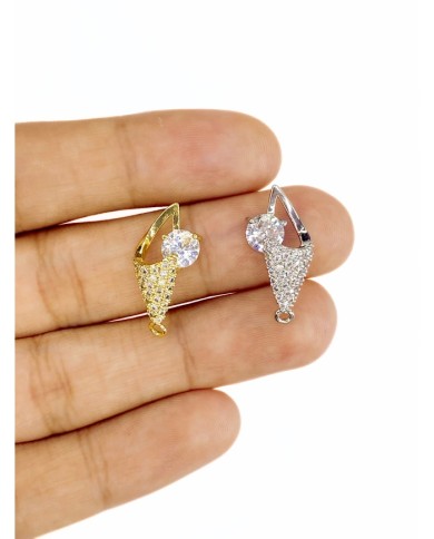 Pirinç Zirkon Taşlı Deniz Kabuğu Kolye Bileklik Ucu Charm Altın 1 Adet