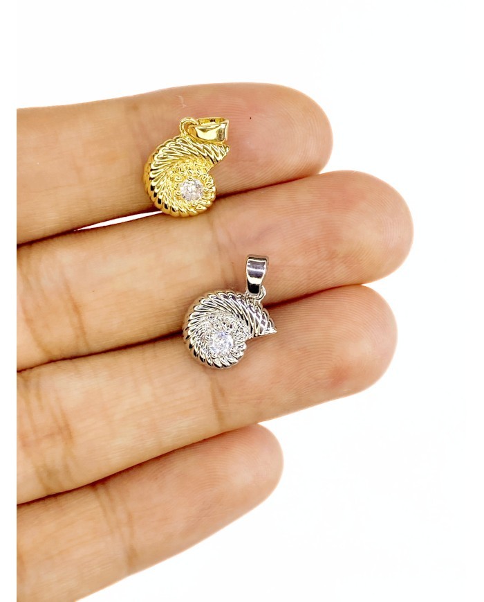 Pirinç Zirkon Taşlı Deniz Kabuğu Kolye Bileklik Ucu Charm Altın 1 Adet