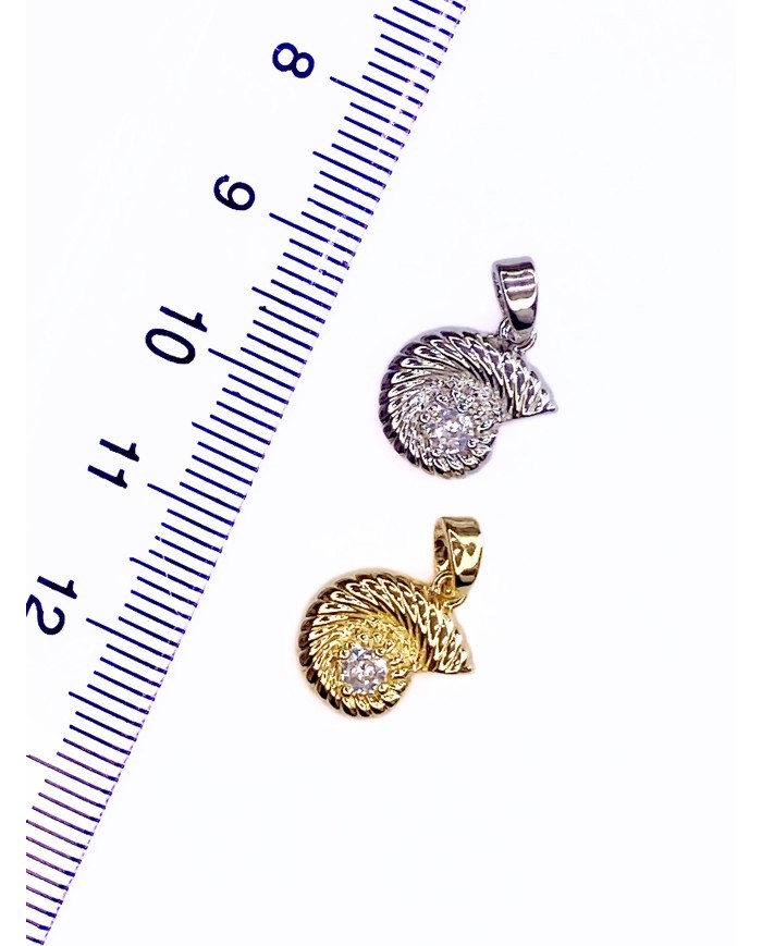 Pirinç Zirkon Taşlı Deniz Kabuğu Kolye Bileklik Ucu Charm Gümüş 1 Adet