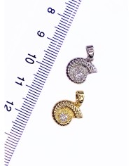 Pirinç Zirkon Taşlı Deniz Kabuğu Kolye Bileklik Ucu Charm Gümüş 1 Adet