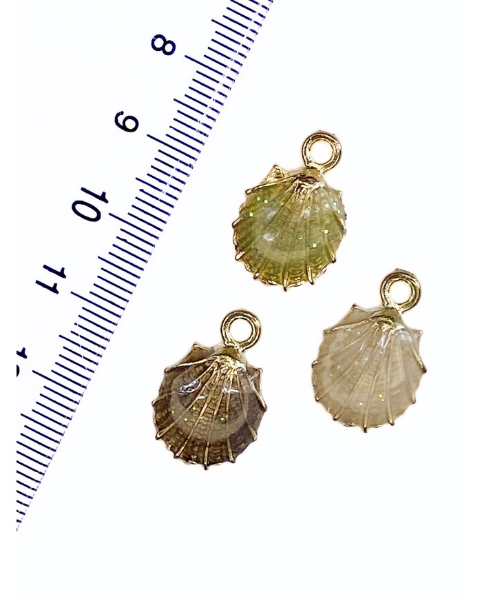 Pirinç Zirkon Mineli Deniz Kabuğu Kolye Bileklik Ucu Charm Kahvrengi 1 Adet