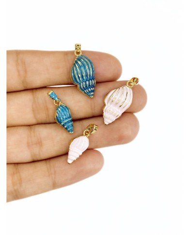 Pirinç Zirkon Mineli Küçük Deniz Kabuğu Kolye Bileklik Ucu Charm Pembe 1 Adet