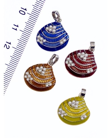 Pirinç Zirkon Mineli Boncuklu Deniz Kabuğu Kolye Bileklik Ucu Charm Kırmızı 1 Adet