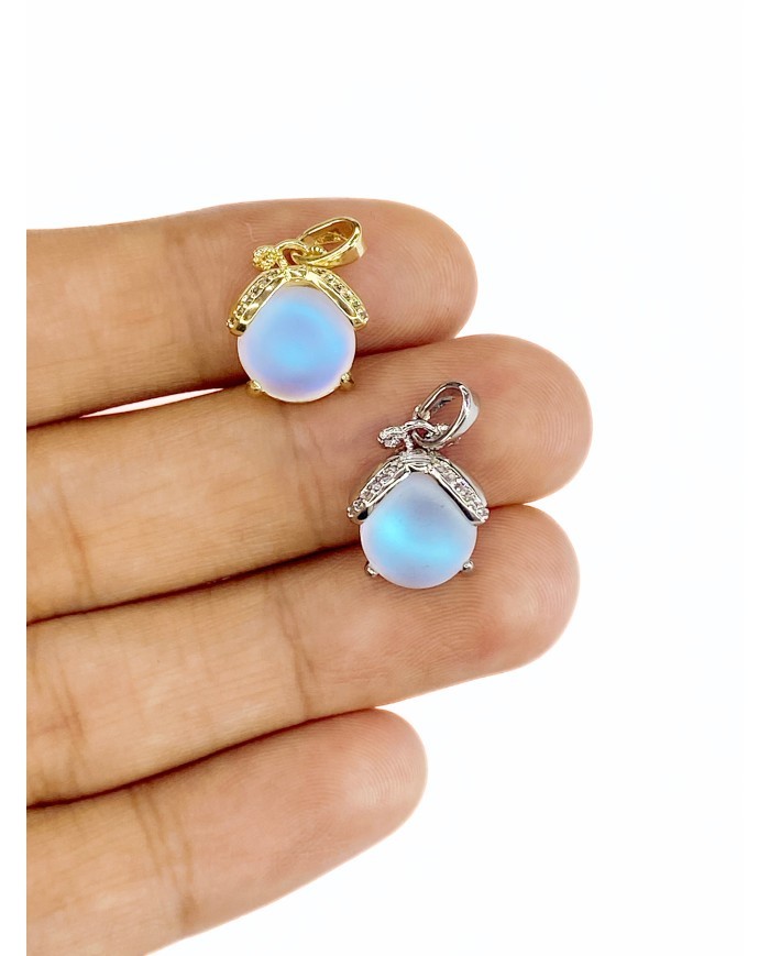 Pirinç Zirkon Taşlı Deniz Kabuğu Kolye Bileklik Ucu Charm Gümüş 1 Adet